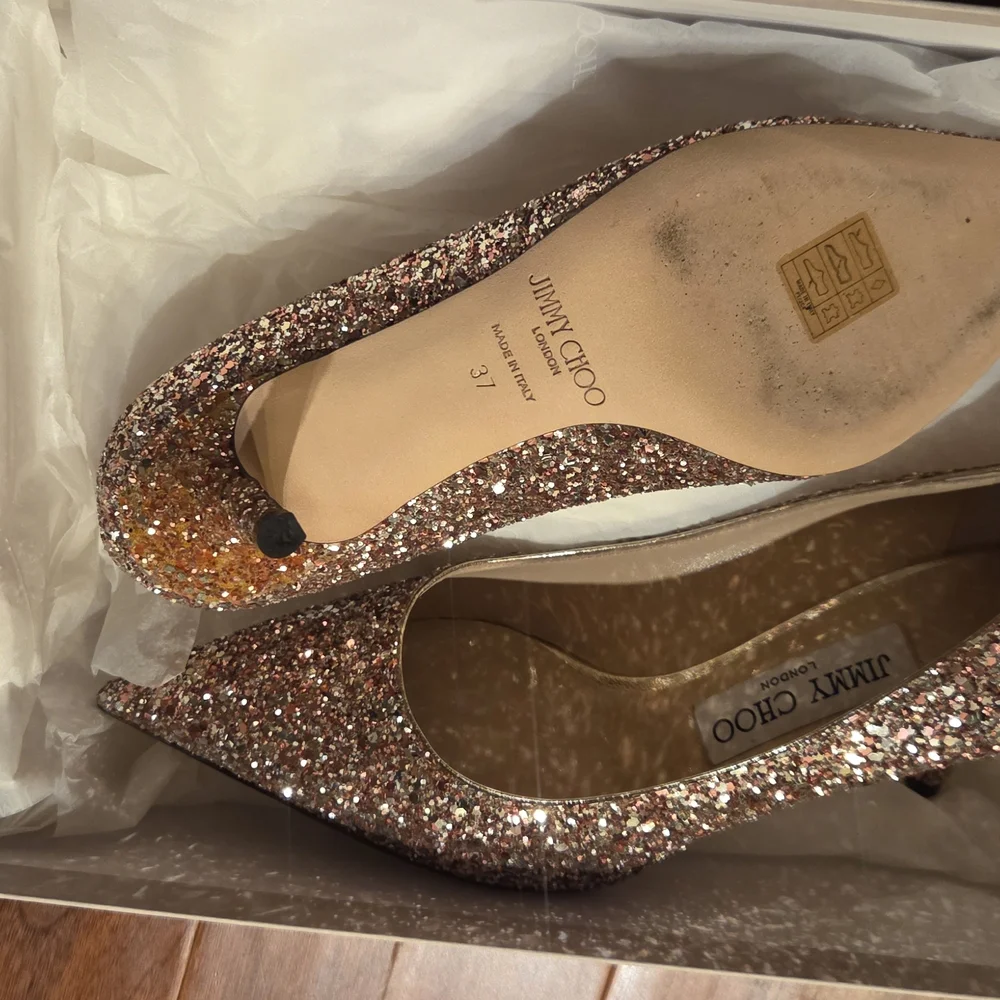 Jimmy Choo Glitter Heels - Gold and Pink - Picture 2 of 3